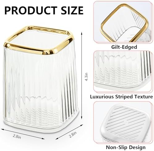 Clear Plastic Pen Holder for Desk, Pencil Organizer Cup for Desk & Office