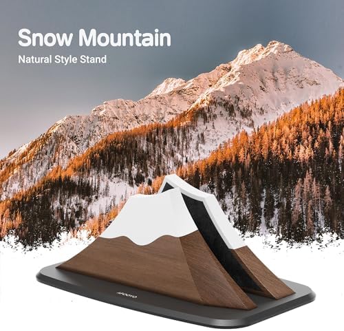 AFOOYO Vertical Laptop Stand - Snow Peak-Shaped Wooden Holder Dock Compatible with MacBook, Surface, Chromebook, Dell & More - Space-Saving Design for All Laptops,Walnut Finish