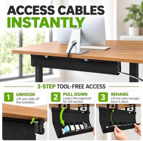 Mesh Cable Management Tray Under Desk Cord Organizer - 38"