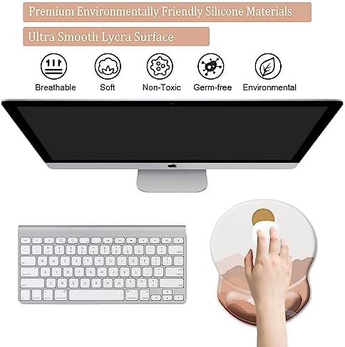 Ergonomic Wrist Support Mouse Pad - Comfortable Computer Mouse Pad with Non-Slip PU Base for Home Office Working Gaming (Mountain Sun)