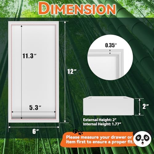 Lixple Bamboo Kitchen Drawer Organizer, 2 Pack, 12" x 6" x 2", White