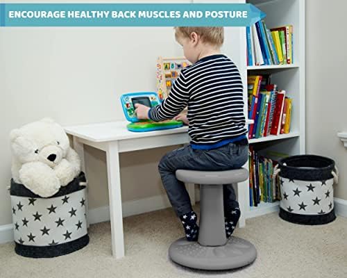 Studico ActiveChairs Kids Wobble Stool, Flexible Classroom Seating Improves Focus, Posture & Helps ADHD/ADD. Get The Wiggles Out Active Fidget Chairs, Preschool | Elementary 14" Chair, Ages 3-7, Gray