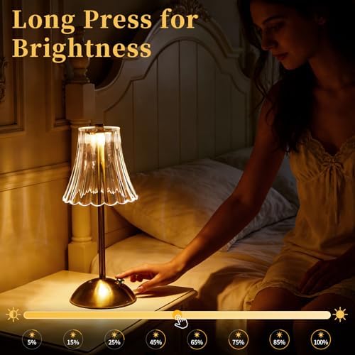 4 Pcs Cordless Table Lamp Rechargeable Touch Lamp, Gold Flower