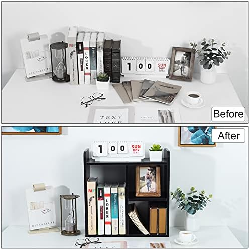 PAG-Mass Desktop Bookshelf Freestanding Wooden Countertop Bookcase Accessories Organizer Display Rack Dorm Desk Storage Shelf