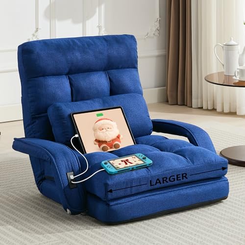 Comfy Floor Chair with Adjustable Backrest, Gaming Sofa Chairs (Navy Blue)