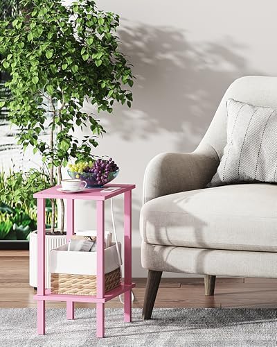 TUTOTAK End Table with Charging Station, Side Table, Nightstand