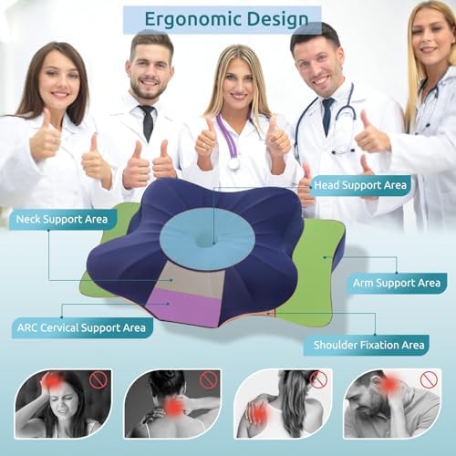 DONAMA Cervical Pillow for Neck and Shoulder Pain Relief, Cooling Contour Memory Foam Pillow, Dual-Height Ergonomic Neck Support Pillow for Side Back Stomach Sleepers with Removable Pillowcase