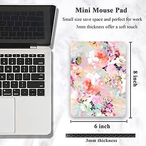 Small Mouse Pad, Mini Mouse Pad 6 x 8 In, Thick Rubber Waterproof Mouse Mat, Cute Mousepad for Women Men Kids Wireless Mouse Mini Laptops Keyboard Tray Home Office Travel, Floral Pink Flowers