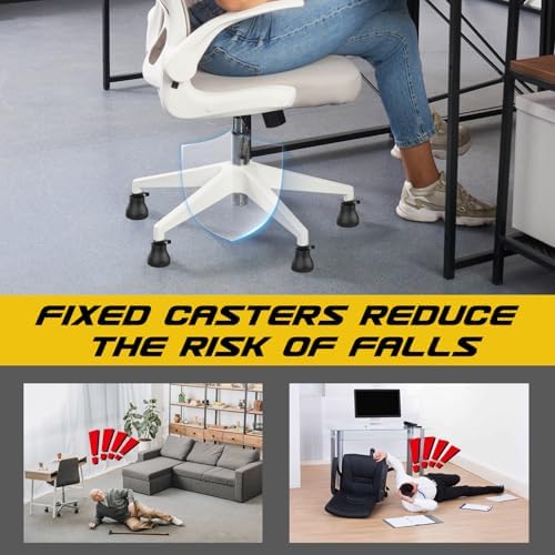 Bell Glides Replacement Office Chair, Caster Wheels Stopper Chair Feet with Separate Self Adhesive Felt Pads, Wheel for Carpet (Advanced Fixed feet-5PCS)