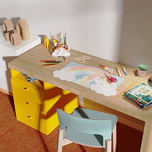 Kid's Desk Mat - for Schoolwork Arts & Crafts - Fun Computer & Mouse Pad Blotter - Washable Table Cover - Student School Organizer - Cute Office, Home, School Supplies - Unicorn Design