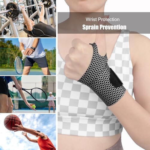 YUNYILAN 2 Pcs Ultra-Thin Wrist Brace Support for Carpal Tunnel, Pain Relief, Arthritis, Tendonitis, Elastic Wrist Wraps Right and Left Hands - Compression and Support for Fitness (Black)