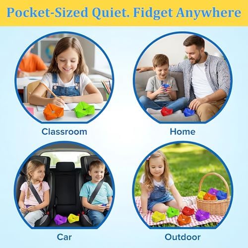 Sensory Fidget Toys for Kids Adults: Textures Sensory Flip Cube, Stress Fidgets Toys for Teen with Anxiety Autism ADHD Focus, Quiet Desk Fidget Toy for Classroom Prize, Office, Calm Down Corner