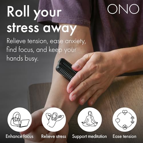 ONO Roller - Handheld Fidget Toy for Adults | Help Relieve Stress, Anxiety, Tension | Promotes Focus, Clarity | Compact, Portable Design (Acupressure, Junior Size - Aluminum)