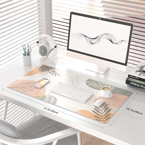 QIYI PU Leather Large Mouse Pad, Waterproof Desk Mat, 31.5" x 15.7", Boho