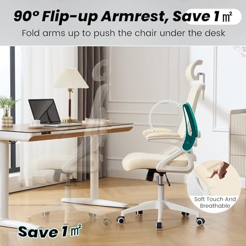 Ergonomic Mesh Office Chair with 2D Adjustable Headrest and Lumbar Support