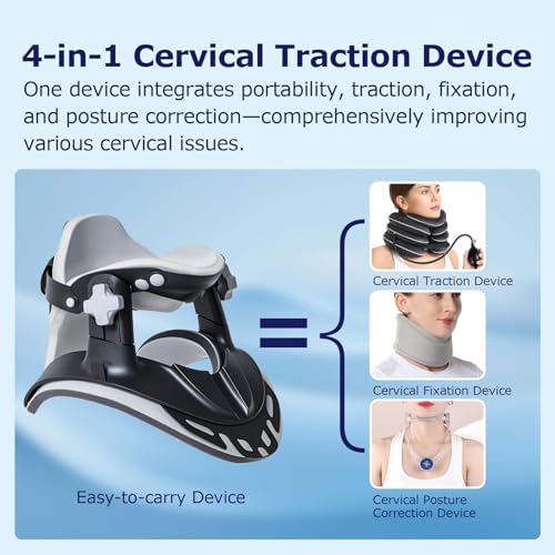ALPHAY Neck Stretcher Cervical Traction, Neck Braces for Neck Pain and Support, Adjustable Cervical Traction Devices for Home Use, Neck Decompression Device and Revive Cervical Spine