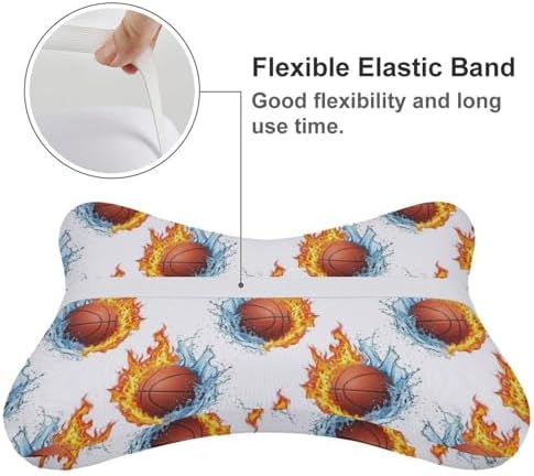 2 Pcs Soft Car Headrest Pillow Fire Basketball Memory Foam Neck Support with Adjustable Strap for Car Airplane