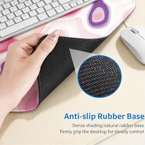 Large Gaming Mouse Pad 31.5x15.7 Inch, Pink Abstract Desk Mat Cute