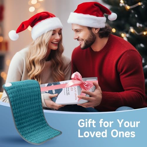 Heating Pad for Back Neck Shoudler Period Cramps Pain Relief，Portable Heating Pad Christmas Mother's Gifts for Women, Men, Mom, Wife, 6 Heat Levels & 4 Timer (Cyan)