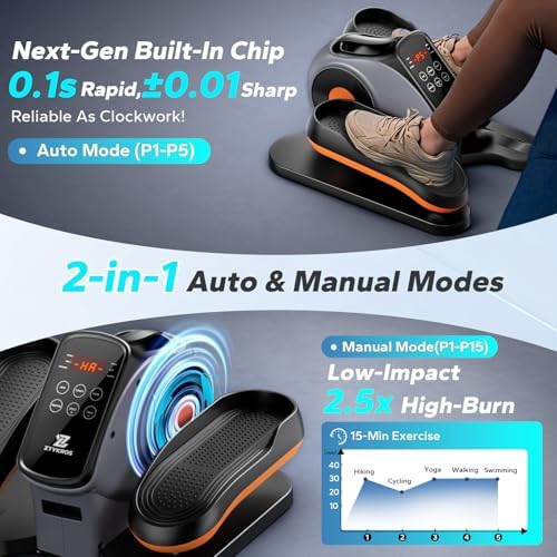 Under Desk Elliptical Machine, Ellipse Leg Exerciser As Seen On Tv While Sitting for Seniors, Pedal Exerciser with 15 Level Adjustable Resistance & 5 Auto Mode Fully Assembled Home Office
