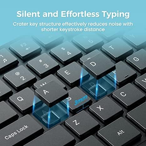 2.4G Wireless Keyboard Mouse Combo Full-Sized for Computer(2 Pack, Black)