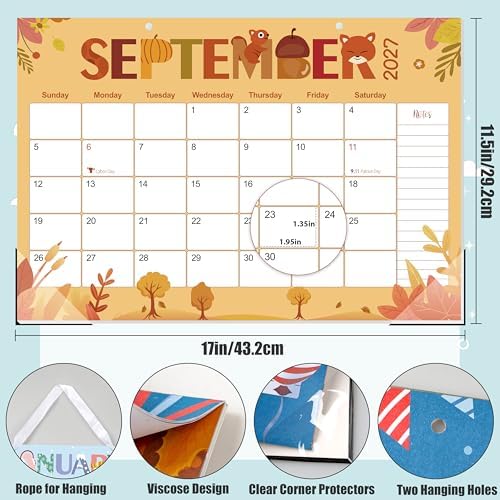 Guasslee Desk Calendar 2026-2029,36 Months Calendar Runs from 2026 Jun. to 2029 May, 17"x11.5" Monthly Desktop/Wall Planner with Thick Paper and Notes for Home School & Office