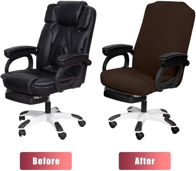 SARAFLORA 2 Pack Office Chair Cover, Stretchable Desk Chair Cover Removable Computer Chair Cover for Office Chair with Zipper Universal Spandex Rotating Chair Cover Anti-dust Chair Slipcover,Brown