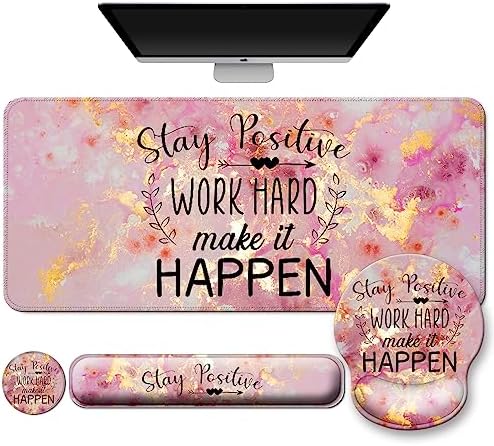 4 in 1 Mouse Pad Set with Wrist Rest for Keyboard,Desk Mat,Coaster-Marble