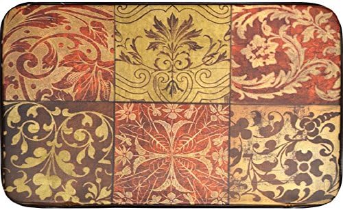 J&V TEXTILES Anti Fatigue Cushioned Comfort Mat, Ergonomically Durable, Supportive, Padded, Thick and Washable, Stain-Resistant, Kitchen, Garage, Office Standing Desk Mats (Red Mosaic)