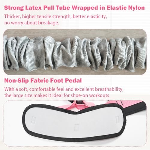 Pedal Resistance Band with Handles, 6-Tubes Natural Rubber Exercise Band
