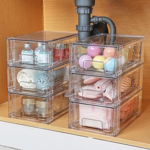Vtopmart 10 Pack Stackable Clear Drawer with Dividers