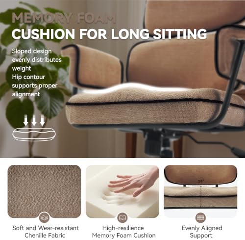 Ergonomic Office Chair, Mid Century Modern Desk Chair, Vintage Brown