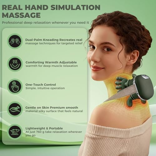 Neck Shoulder Massager with Heat, 4D Bionic Kneading Deep Tissue Relief