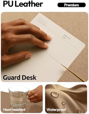 YSAGi Leather Desk Protector, Office Mat, Large Mouse Mat, Non-Slip PU Leather Blotter, Laptop Desk, Waterproof Writing Pad for Office and Home (Shiny Bronze, 35.4" x 17")