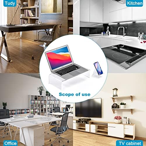 16"x8"x4" Acrylic Monitor Stand, Clear Laptop Riser with Bonus Phone Stand