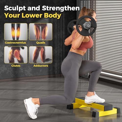 Upgraded Calf Raise Bar for Home Gym Workouts, Standing Calf Raise Machine for Calf Stretching, Squating, Foot Stretching, Anti-Slip Solid Calf Block, Ankle Calf Stretcher.