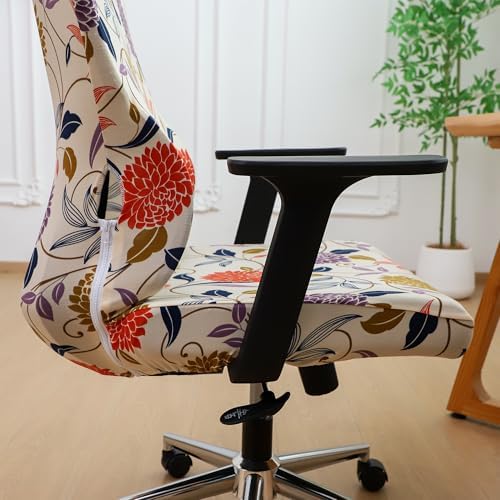 Ergonomic Office Chair Covers Set with Headrest Cover Floral 2 Pieces Stretch Desk Computer Office Chair and Headrest Slipcovers Washable