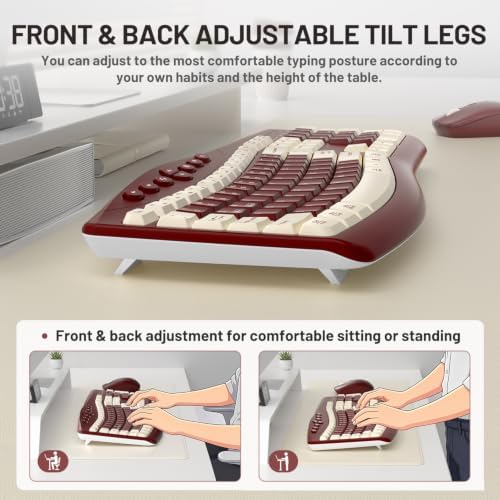 Wireless Keyboard and Mouse Combo Silent Ergonomic Curved Design for Office