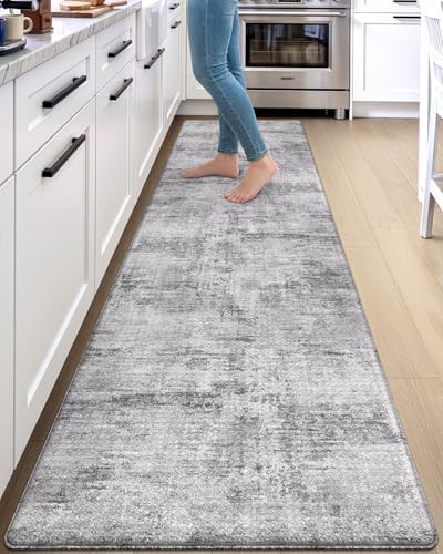 DEXI Kitchen Floor Mats Cushioned Anti Fatigue Runner, 23x107 Dark Grey