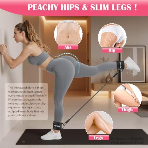 KUTIZE Ankle Resistance Bands with Cuffs & Fabric Resistance Bands Set - Legs & Glutes Workout Equipment for Women & Men, Home Gym Heavy Exercise Bands for Hip, Yoga, Strength Training, Rehab, Pilates