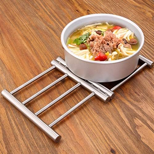 Retractable Trivet Coaster, Expandable Non-Slip Insulation Hot Pot Mat 8x9 inch Stainless Steel Kitchen Table Protector for Dining Countertop Indoor Outdoor Use