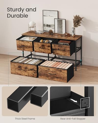 SONGMICS Dresser for Bedroom, Wide Dresser with 5 Fabric Drawers