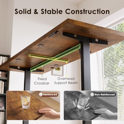 OffiGo 79" Executive Electric Standing Desk Height Adjustable, Rustic Brown
