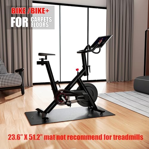 Cycleclub Bike Mat Compatible with Peloton Bike,Elliptical,Treadmill Mat, 6mm Thick, Under Exercise Bike Trainer Pad for Indoor Stationary Spin Bike Gym Equipment Hardwood Floor Carpet Protector