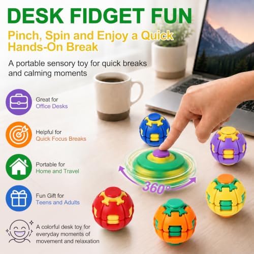 Press to Spin Fidget Spinner HelixCore Spin Stress Ball Sensory Fidget Toys