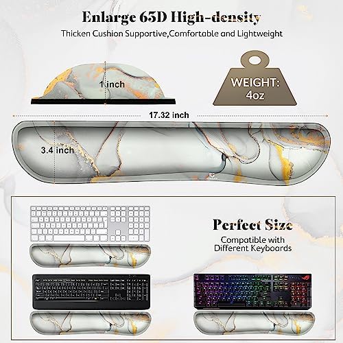 Gimars 17.3'' Extended Keyboard Wrist Rest Pad with 63D High-Density, Firm Memory Foam, Anti-Slip Rubber Base and Ergonomic Design for Typing Pain Relief,Office,Gaming,Computer, Laptop,Cloud Gray Gold
