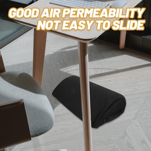 SHINEOFI Office Foot Rest Cushion Elevated Leg Pillow, Rebounding Black Waterdrop-Shaped Mesh Foot Support Pad for Home and Office Use