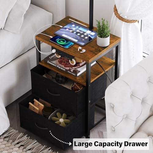 SUNMORY Floor Standing Lamp with Table & 2 Drawers, USB & AC Charging Port