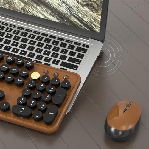 Colorful MPTOG Wireless Computer Keyboard and Mouse Combo (Black-Brown)