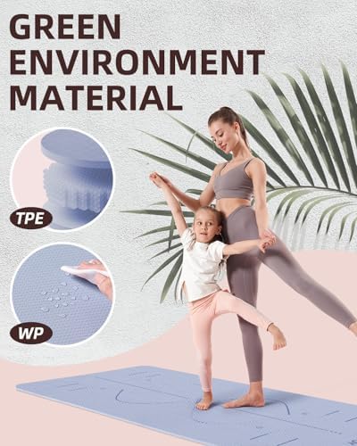 YOTTOY Yoga Mat, 72"x 32"x1/3" Extra Wide Non-Slip Exercise Fitness Yoga Mats,Eco-Friendly TPE Exercise Mats for Women Men Home Workout with Strap Bag
